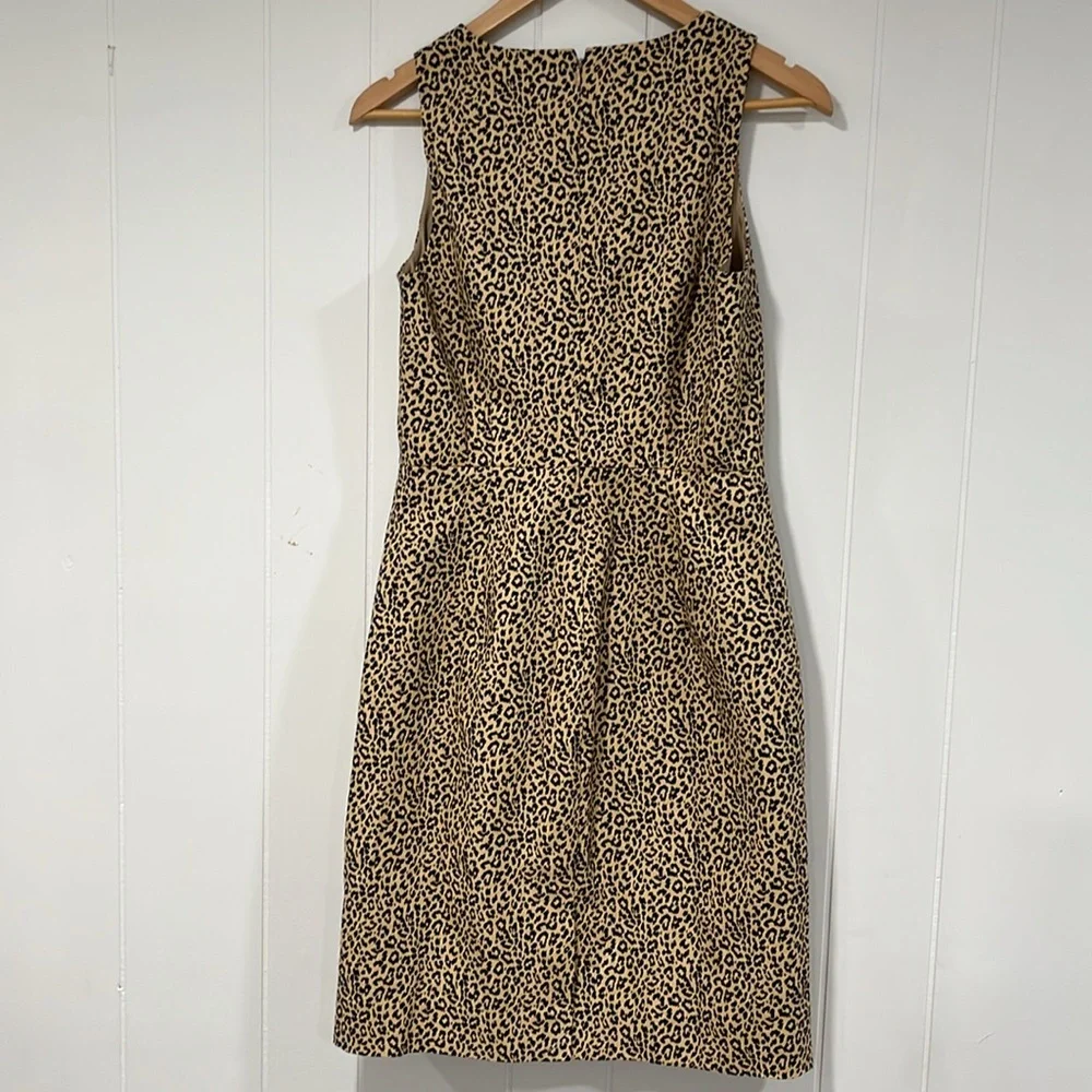 J Crew factory dress‎ sz 4sheath cheetah animal print casual office cocktail